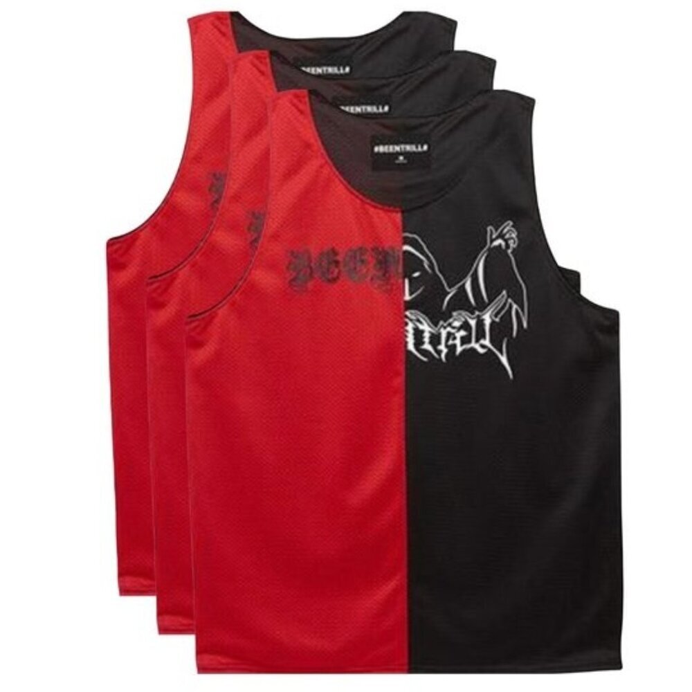 Basketball Men's BeenTrill Jersey Tank Grim Reaper Size M Black Red NEW